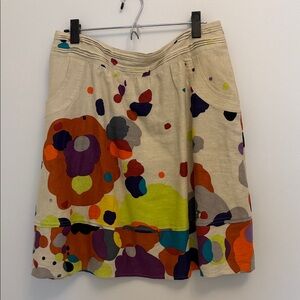 Etcetera Abstract Print Linen Skirt Size 8 | Boutique Designer
